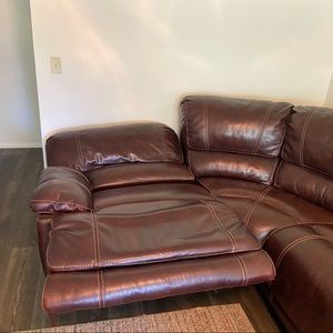 Leather automatic reclining L-seat couch